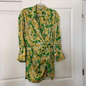 Zara printed wrap satin dress